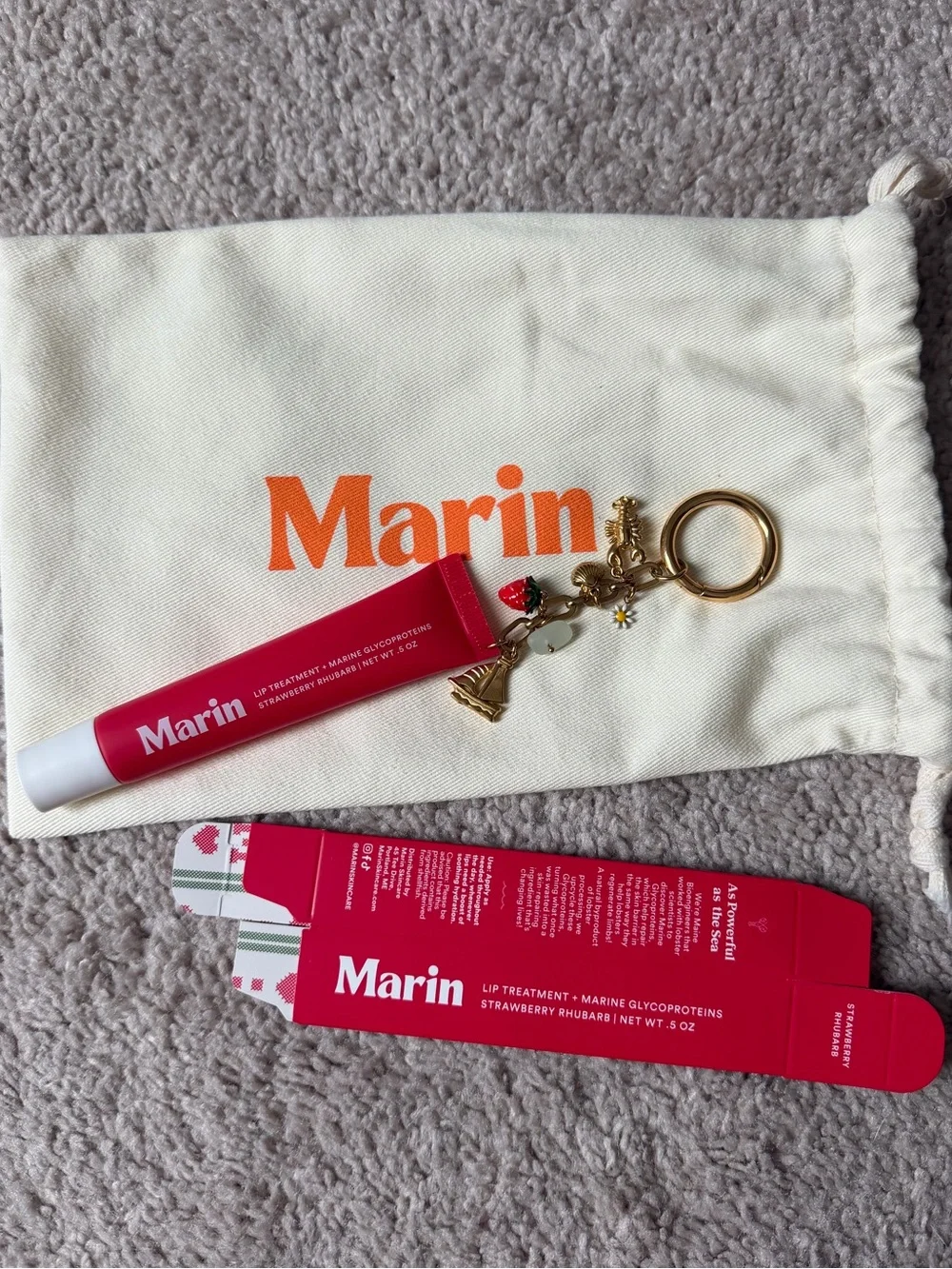 Marin x Good Stock Maine Strawberry Rhubarb Lip Treatment and Keychain